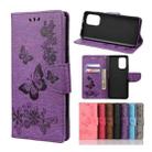 For Xiaomi Poco F3 Butterflies Embossing Horizontal Flip Leather Case with Holder & Card Slots & Wallet(Purple) - 1