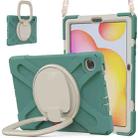 For Samsung Galaxy Tab S6 Lite P610 Silicone + PC Protective Case with Holder & Shoulder Strap(Jade Green) - 1