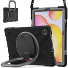 For Samsung Galaxy Tab S6 Lite P610 Silicone + PC Protective Case with Holder & Shoulder Strap(Black+Grey) - 1