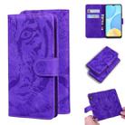 For OPPO A15 / A15S Tiger Embossing Pattern Horizontal Flip Leather Case with Holder & Card Slots & Wallet(Purple) - 1