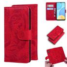 For OPPO A15 / A15S Tiger Embossing Pattern Horizontal Flip Leather Case with Holder & Card Slots & Wallet(Red) - 1