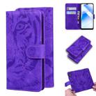 For OPPO A55 5G / A54 4G Tiger Embossing Pattern Horizontal Flip Leather Case with Holder & Card Slots & Wallet(Purple) - 1