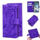For OPPO A92S / Reno4 Z 5G Tiger Embossing Pattern Horizontal Flip Leather Case with Holder & Card Slots & Wallet(Purple) - 1
