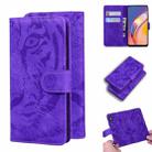 For OPPO A94 4G / F19 Pro Tiger Embossing Pattern Horizontal Flip Leather Case with Holder & Card Slots & Wallet(Purple) - 1