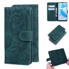 For OPPO Realme C20 Tiger Embossing Pattern Horizontal Flip Leather Case with Holder & Card Slots & Wallet(Green) - 1