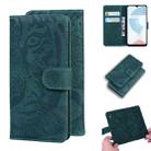 For OPPO Realme C21 Tiger Embossing Pattern Horizontal Flip Leather Case with Holder & Card Slots & Wallet(Green) - 1