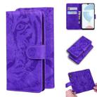 For OPPO Realme C21 Tiger Embossing Pattern Horizontal Flip Leather Case with Holder & Card Slots & Wallet(Purple) - 1