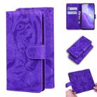 For OPPO Reno 5 4G / Reno 5 5G Tiger Embossing Pattern Horizontal Flip Leather Case with Holder & Card Slots & Wallet(Purple) - 1