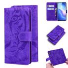 For OPPO Reno5 Pro 5G Tiger Embossing Pattern Horizontal Flip Leather Case with Holder & Card Slots & Wallet(Purple) - 1