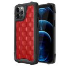For iPhone 12 Pro Max 3D Embossed PU + PC + TPU Skidproof Shockproof Case(Red) - 1