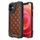 For iPhone 12 mini 3D Embossed PU + PC + TPU Skidproof Shockproof Case (Brown) - 1