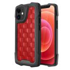 For iPhone 12 mini 3D Embossed PU + PC + TPU Skidproof Shockproof Case (Red) - 1