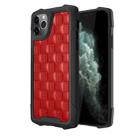 For iPhone 11 Pro Max 3D Embossed PU + PC + TPU Skidproof Shockproof Case (Red) - 1