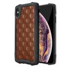 For iPhone XS Max 3D Embossed PU + PC + TPU Skidproof Shockproof Case(Brown) - 1