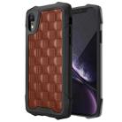 For iPhone XR 3D Embossed PU + PC + TPU Skidproof Shockproof Case(Brown) - 1