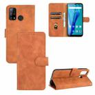 For Oukitel C23 Pro Solid Color Skin Feel Magnetic Buckle Horizontal Flip Calf Texture PU Leather Case with Holder & Card Slots & Wallet(Brown) - 1