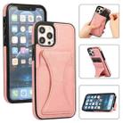 For iPhone 12 / 12 Pro Ultra-thin Shockproof Protective Case with Holder & Metal Magnetic Function(Rose Gold) - 1