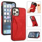 For iPhone 12 / 12 Pro Ultra-thin Shockproof Protective Case with Holder & Metal Magnetic Function(Red) - 1