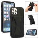 For iPhone 12 / 12 Pro Ultra-thin Shockproof Protective Case with Holder & Metal Magnetic Function(Black) - 1