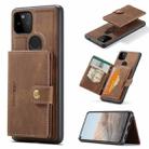 For Google Pixel 5A 5G JEEHOOD Retro Magnetic Detachable Protective Case with Wallet & Card Slot & Holder(Brown) - 1