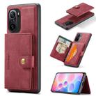 For Xiaomi Redmi K40 JEEHOOD Retro Magnetic Detachable Protective Case with Wallet & Card Slot & Holder(Red) - 1