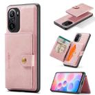 For Xiaomi Redmi K40 JEEHOOD Retro Magnetic Detachable Protective Case with Wallet & Card Slot & Holder(Pink) - 1