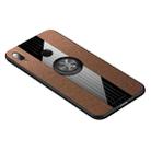 For Huawei Enjoy 9 Plus XINLI Stitching Cloth Textue Shockproof TPU Protective Case with Ring Holder(Brown) - 1