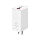 ROCK T49 65W Dual Type-C / USB-C + USB Super Si Travel Charger Power Adapter, CN Plug(White) - 1