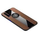 For Huawei Honor 20 XINLI Stitching Cloth Textue Shockproof TPU Protective Case with Ring Holder(Brown) - 1