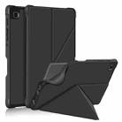 For Samsung Galaxy Tab A7 Lite 8.7 T220 / T225 Cloth Texture Multi-folding Horizontal Flip PU Leather Shockproof Case with Holder(Black) - 1