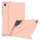 For Samsung Galaxy Tab A7 Lite 8.7 T220 / T225 Cloth Texture Multi-folding Horizontal Flip PU Leather Shockproof Case with Holder(Rose Gold) - 1