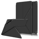 For Amazon Kindle Fire HD 10 / 10 Plus 2021 Cloth Texture Multi-folding Horizontal Flip PU Leather Shockproof Case with Holder(Black) - 1