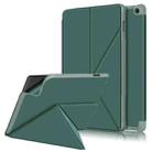 For Amazon Kindle Fire HD 10 / 10 Plus 2021 Cloth Texture Multi-folding Horizontal Flip PU Leather Shockproof Case with Holder(Dark Green) - 1