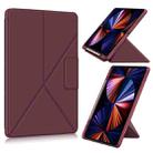 For iPad Pro 12.9 2022 / 2021 Multi-folding Horizontal Flip PU Leather Shockproof Tablet Case with Holder & Sleep / Wake-up Function(Wine) - 1