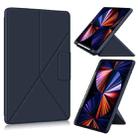 For iPad Pro 12.9 2022 / 2021 Multi-folding Horizontal Flip PU Leather Shockproof Tablet Case with Holder & Sleep / Wake-up Function (Dark Blue) - 1