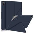 For iPad Pro 12.9 2022 / 2021 Multi-folding Horizontal Flip PU Leather Shockproof Tablet Case with Holder & Sleep / Wake-up Function (Dark Blue) - 2