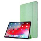 For iPad Pro 12.9 2022 / 2021 Silk Texture Three-fold Horizontal Flip Leather Tablet Case with Holder & Pen Slot(Green) - 1