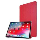 For iPad Pro 12.9 2022 / 2021 Silk Texture Three-fold Horizontal Flip Leather Tablet Case with Holder & Pen Slot(Red) - 1