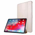 For iPad Air 13 2024 / iPad Pro 12.9 2022 / 2021 Silk Texture Three-fold Horizontal Flip Leather Tablet Case with Holder & Pen Slot(Gold) - 1