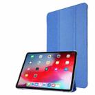 For iPad Pro 12.9 2022 / 2021 Silk Texture Three-fold Horizontal Flip Leather Tablet Case with Holder & Pen Slot(Blue) - 1