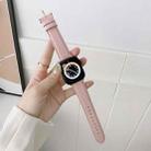 Sewing Thread Lychee Texture Leather Watch Band For Apple Watch Series 9&8&7 41mm / SE 3&SE 2&6&SE&5&4 40mm / 3&2&1 38mm(Pink) - 1