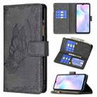 For Xiaomi Redmi 9A Flying Butterfly Embossing Pattern Zipper Horizontal Flip Leather Case with Holder & Card Slots & Wallet(Black) - 1