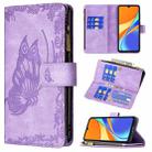For Xiaomi Redmi 9C Flying Butterfly Embossing Pattern Zipper Horizontal Flip Leather Case with Holder & Card Slots & Wallet(Purple) - 1