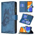 For Xiaomi Redmi 9C Flying Butterfly Embossing Pattern Zipper Horizontal Flip Leather Case with Holder & Card Slots & Wallet(Blue) - 1
