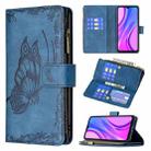 For Xiaomi Redmi 9 Flying Butterfly Embossing Pattern Zipper Horizontal Flip Leather Case with Holder & Card Slots & Wallet(Blue) - 1