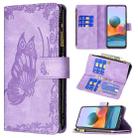 For Xiaomi Redmi Note 10 Pro Flying Butterfly Embossing Pattern Zipper Horizontal Flip Leather Case with Holder & Card Slots & Wallet(Purple) - 1