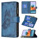 For Xiaomi Redmi Note 10 Pro Flying Butterfly Embossing Pattern Zipper Horizontal Flip Leather Case with Holder & Card Slots & Wallet(Blue) - 1