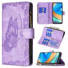 For Xiaomi Redmi Note 9 Pro Max Flying Butterfly Embossing Pattern Zipper Horizontal Flip Leather Case with Holder & Card Slots & Wallet(Purple) - 1