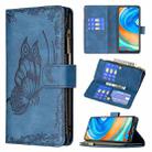 For Xiaomi Redmi Note 9 Pro Max Flying Butterfly Embossing Pattern Zipper Horizontal Flip Leather Case with Holder & Card Slots & Wallet(Blue) - 1