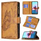For Xiaomi Redmi Note 10 4G Flying Butterfly Embossing Pattern Zipper Horizontal Flip Leather Case with Holder & Card Slots & Wallet(Brown) - 1